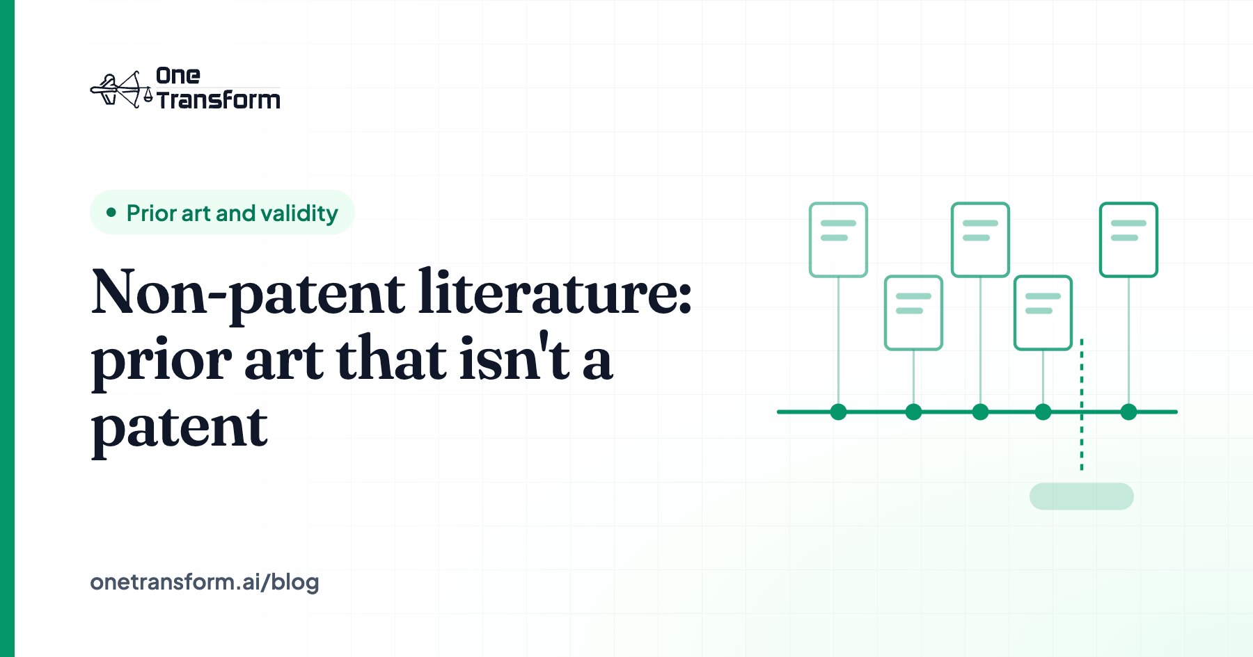 Title card for the article "Non-patent literature: prior art that isn't a patent", with a prior art and validity illustration